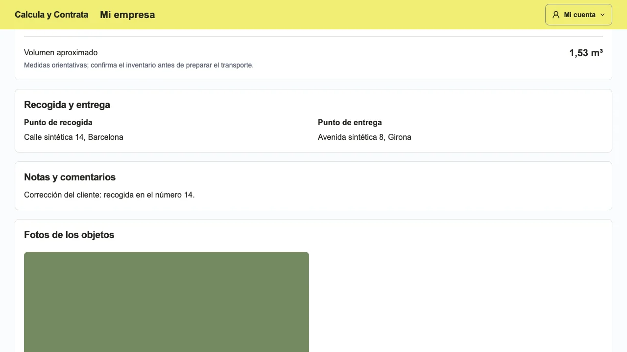 Empresa consultando la versión corregida y enviada del inventario
